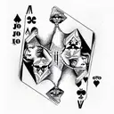 joker and queen playing cards tattoo design idea