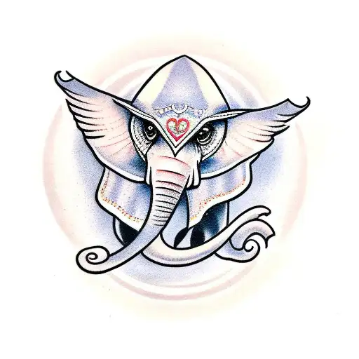 elephant and owl tattoo design idea