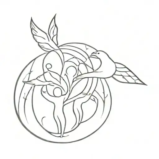 symbol of family and freedom in outline tattoo design idea