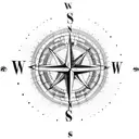 A compass surrounded by various wildlife animals tattoo design idea