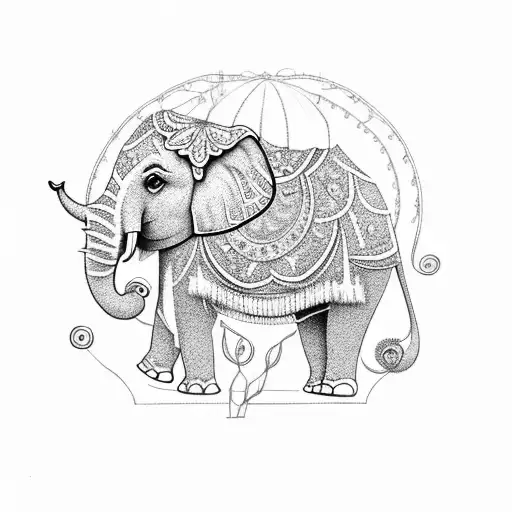 An intricately designed elephant made up of various types of flowers and plants tattoo design idea