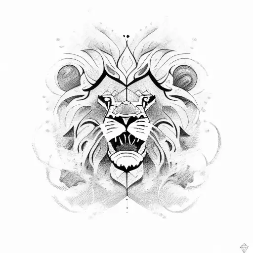 lion and fish tattoo design idea