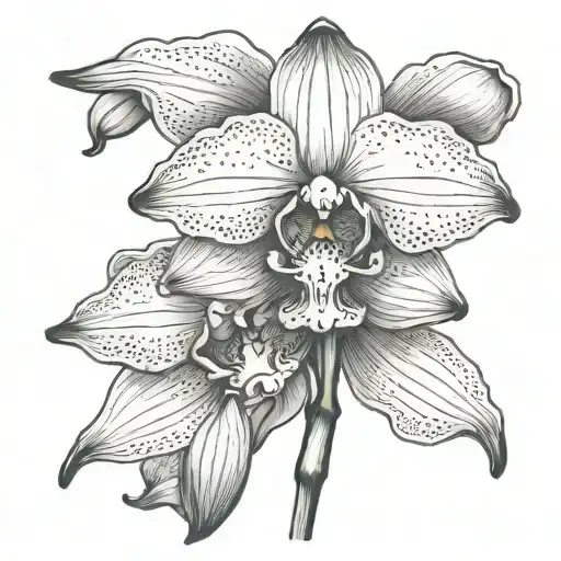 white nun orchid single tattoo design idea