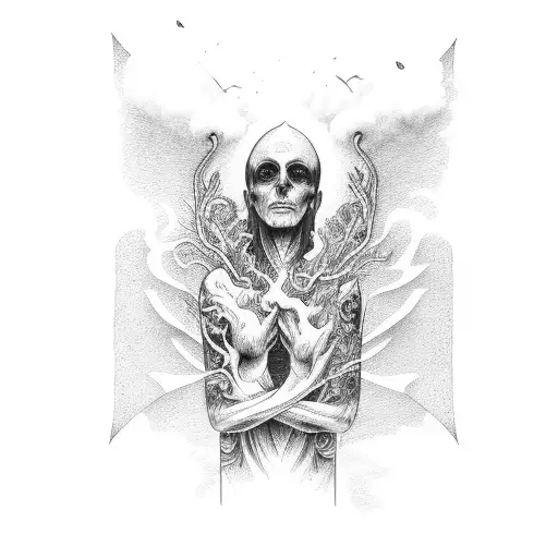 arm reaching down from heaven creation of Adam  tattoo design idea