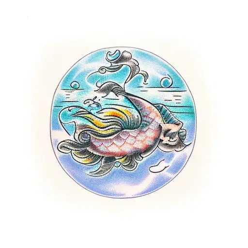 Mermaid's cove nautical tattoo design idea
