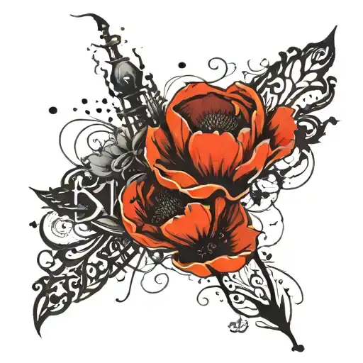a forearm sleeve tattoo in dark gothic style of poppy flowers and poppy seed pods with the verse Real Love is Forever tattoo design idea