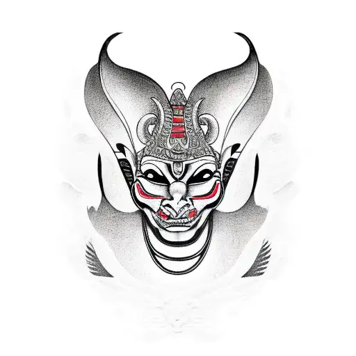 sphinx, geminy, infinity, joker, masks tattoo design idea