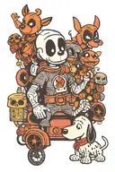 scoopy doo, snoopy, stitck, deadpool; big tattoo design idea