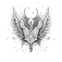 wings with swords tattoo design idea