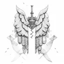 wings with swords tattoo design idea