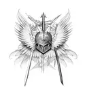 wings with swords tattoo design idea