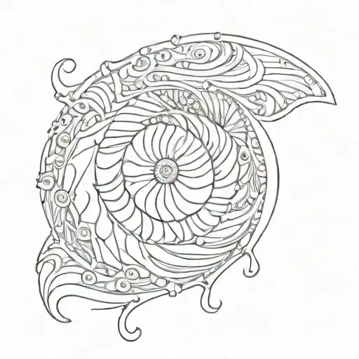 spiral seashell nautilus thin line tattoo tattoo design idea