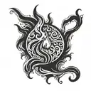 A burning flame intertwined with a flowing water source, symbolizing peace, hope, and the eternal presence of God tattoo design idea