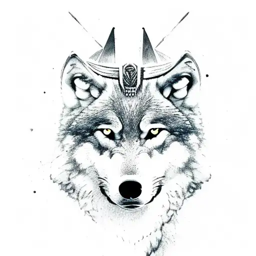 wolf and Roman gladiator tattoo design idea
