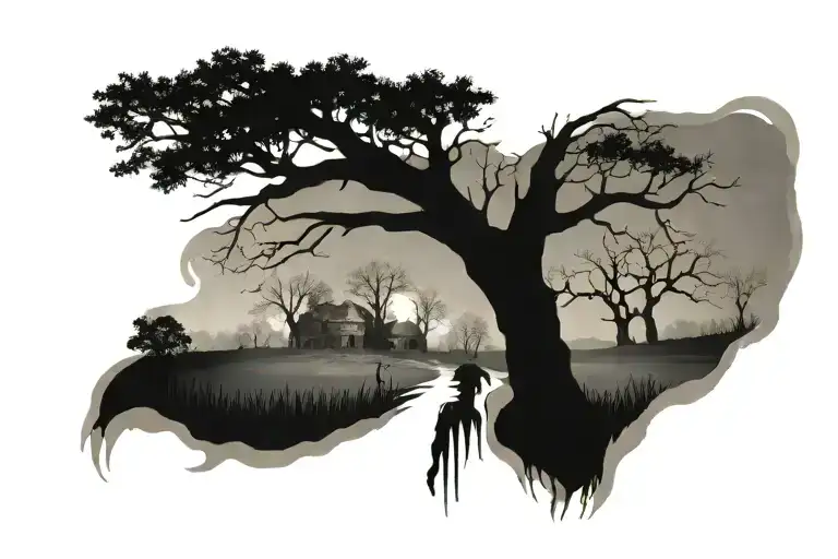 quotation, the walking dead tree tattoo design idea