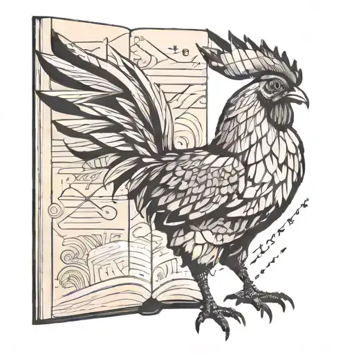 book nerd  chicken tattoo design idea