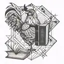 book nerd  chicken tattoo design idea