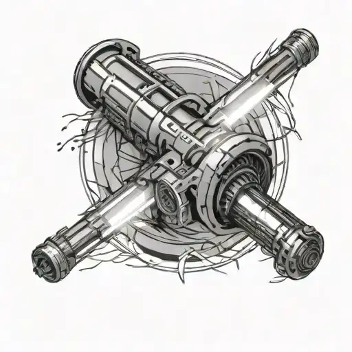 A lightsaber tattoo design with a unique twist, incorporating elements of rap culture tattoo design idea