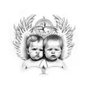 2 angel babies tattoo design idea