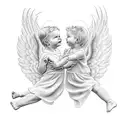 2 angel babies tattoo design idea