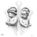 2 angel babies tattoo design idea
