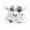 2 angel babies tattoo design idea