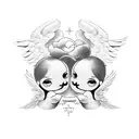 2 angel babies back tattoo design idea