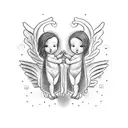 2 angel babies back tattoo design idea