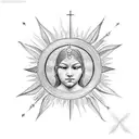 3 archangels, dove with rosary, philippines sun and star tattoo design idea