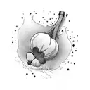 4 leaf clover with boxing gloves hanging off one of the leaves. tattoo design idea