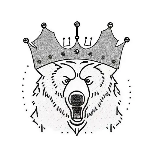 Bear with Crown and castle on the background tattoo design idea