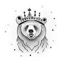 Bear with Crown and castle on the background tattoo design idea