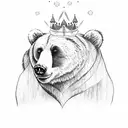 Bear with Crown and castle on the background tattoo design idea