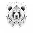 Bear with Crown and castle on the background tattoo design idea