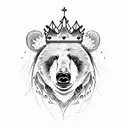 Bear with Crown and castle on the background tattoo design idea