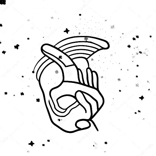 cat paw human hand with red string with butterflies and stars with C and H and 2021 tattoo design idea