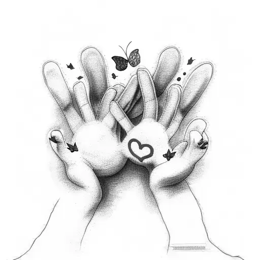 cat paws and human hands with red string with butterflies and stars with C and H and 2021 tattoo design idea