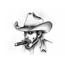 ghost with a cowboy hat and a cigar in his mouth  tattoo design idea