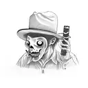 ghost with a cowboy hat and a cigar in his mouth  tattoo design idea