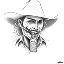ghost with a cowboy hat and a cigar in his mouth  tattoo design idea