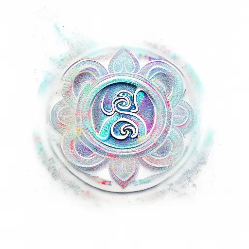 om sign mix with elephant and trident  tattoo design idea