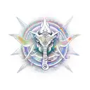 Hindu  sign mix with elephant and trident  tattoo design idea