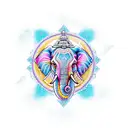 Hindu  sign mix with elephant and trident  tattoo design idea