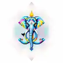 Hindu  sign mix with elephant and trident  tattoo design idea