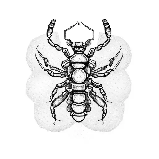 Scorpion with tennis ball between claws tattoo design idea