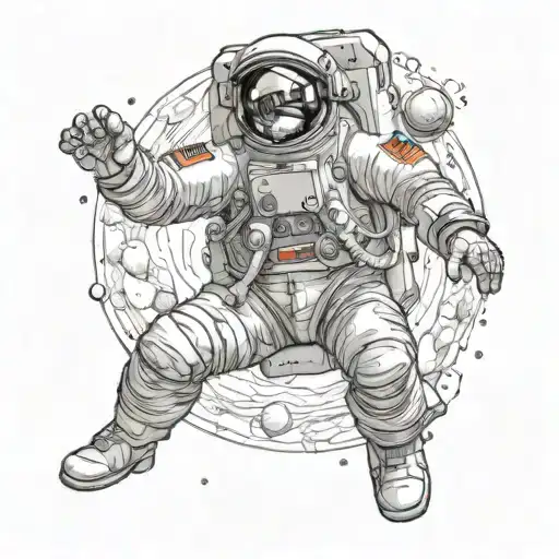 astronaut floating in space tattoo design idea