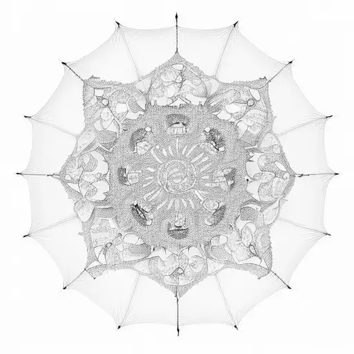 An elegant and intricate design of an umbrella turned inside out, symbolizing resilience and adaptability. tattoo design idea