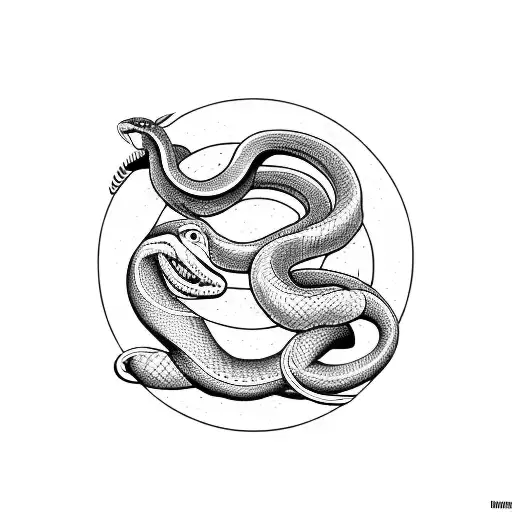 snake in a circle eating it's own tail tattoo design idea