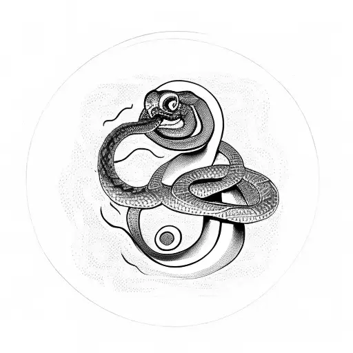 snake in a circle eating it's own tail tattoo design idea
