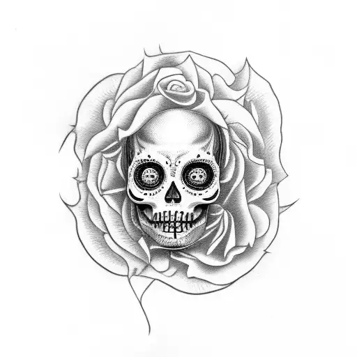 catrina, negative space, dutch symbols tattoo design idea